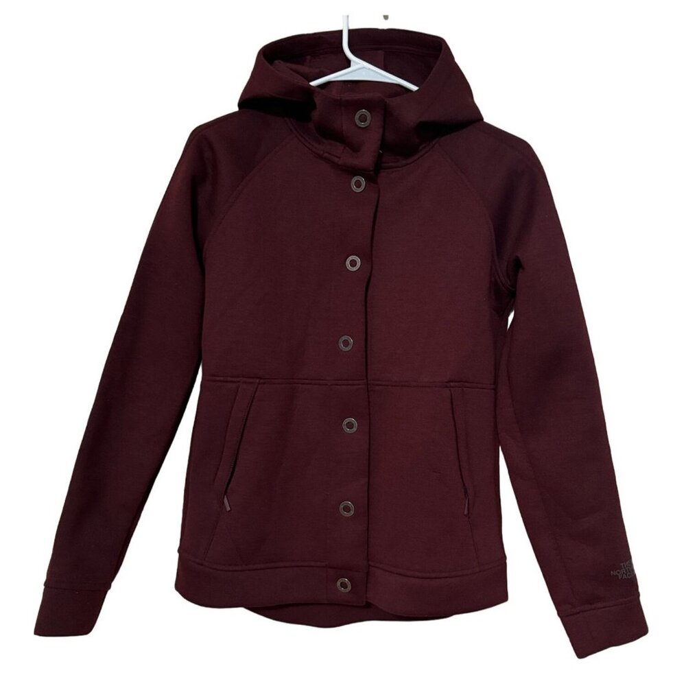 The North Face 3D Thermal Womens Small Maroon Burgundy Hooded Snap Jacket‎